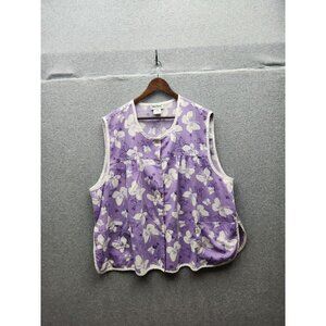 Anthony Richards Womens Plus Size 3X Sleeveless Blouse With Floral Print In Lave